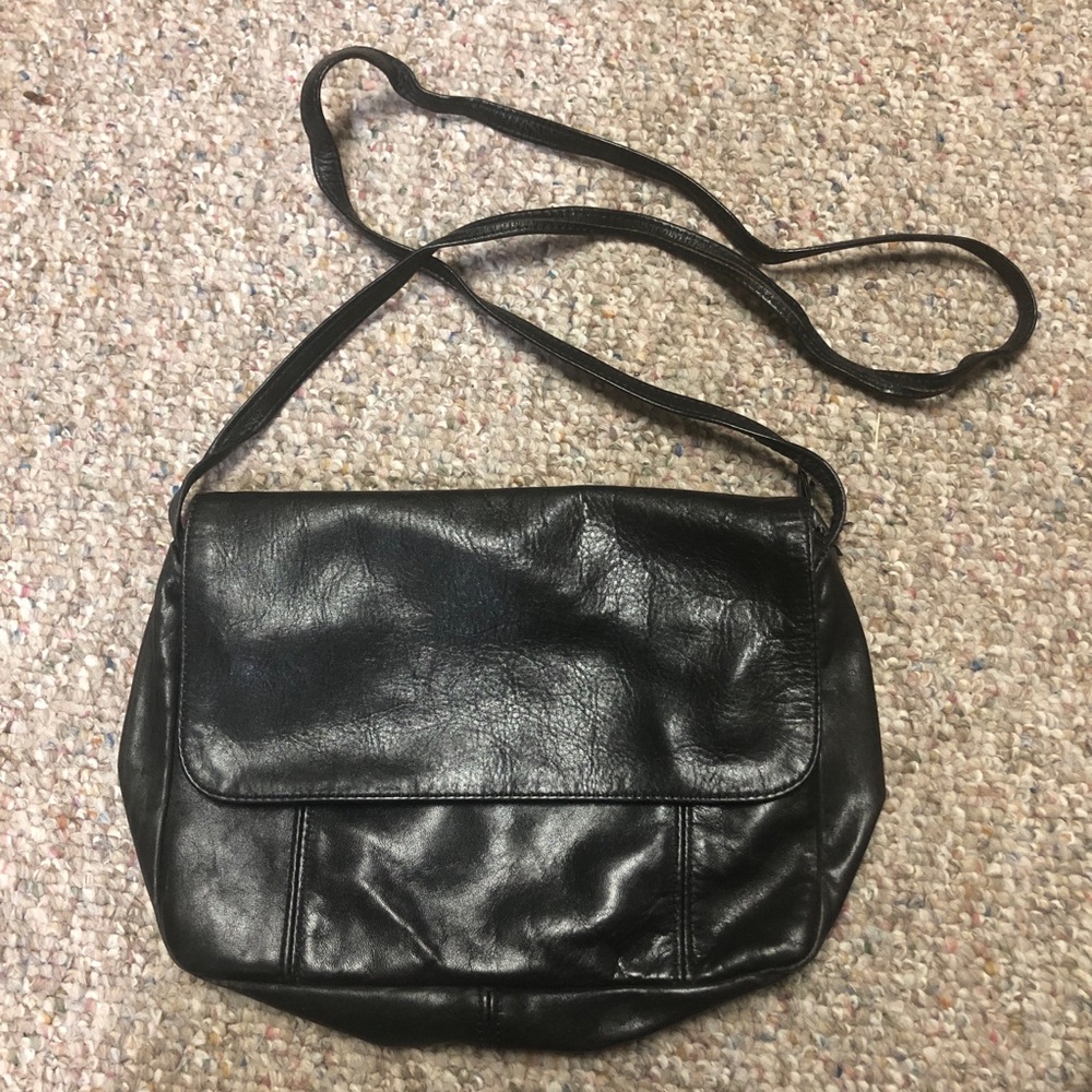 Sabrina Handbags - Vintage Black Leather Envelope Handbag